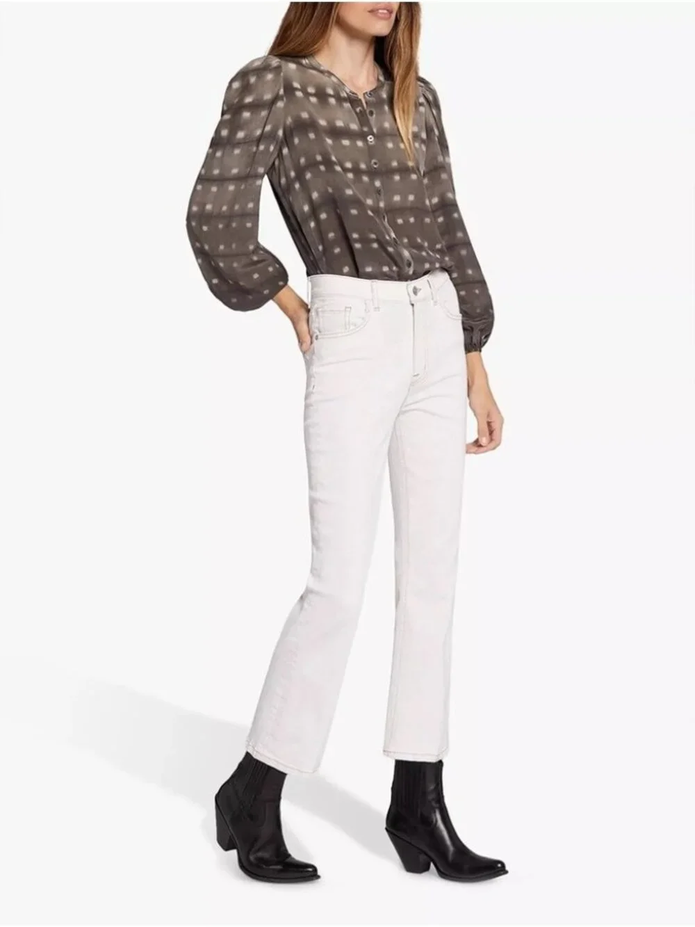 Current/Elliott Jeans Women’s Size 31 Off-White Denim Bootcut High Waisted - Picture 4 of 11